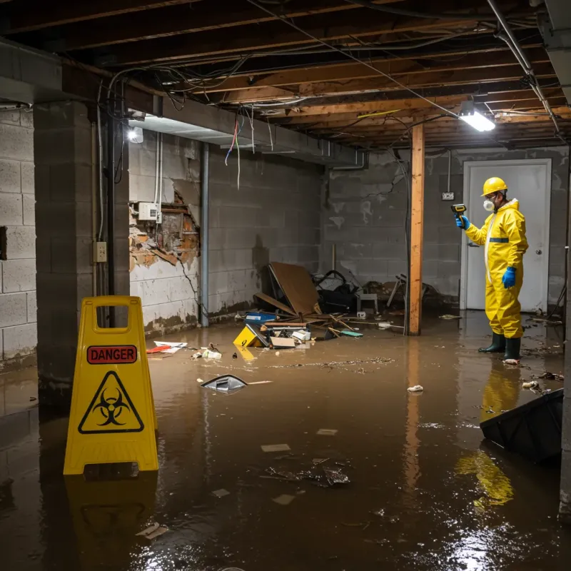 Flooded Basement Electrical Hazard in Burke County, NC Property