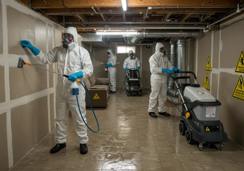 Basement Moisture Removal and Structural Drying process in Burke County, NC